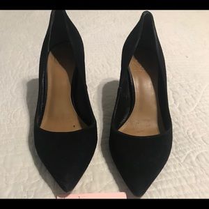 TB black suede heels